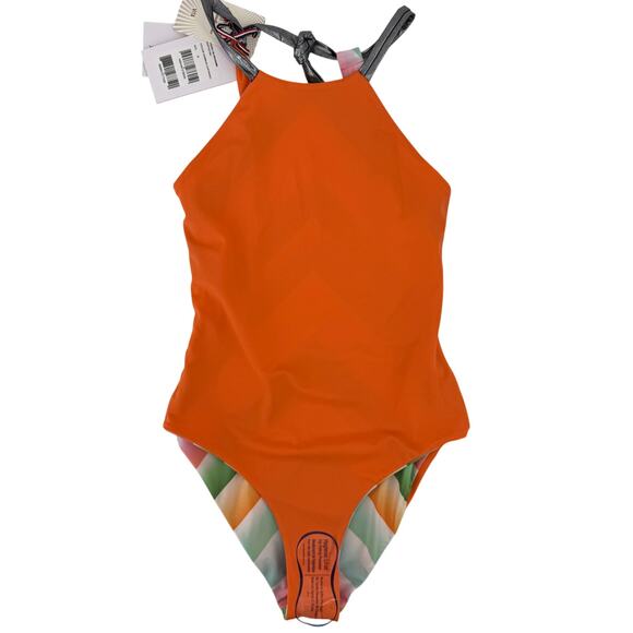 Perfect Moment Serpentine Reversible One-piece Swimsuit Sz M Rainbow Orange - Picture 2 of 10